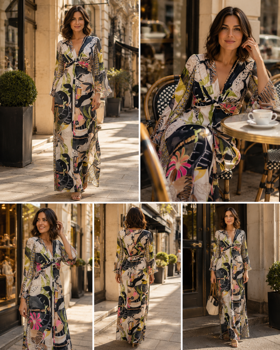 TroisKa Azure Palms Maxi Twist Dress