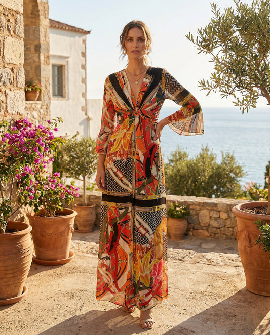 TroisKa Floral Fusion Twist Maxi Dress