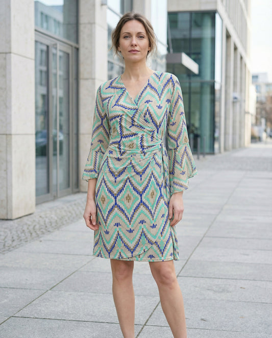 TroisKa Aqua Mosaic Wrap Dress