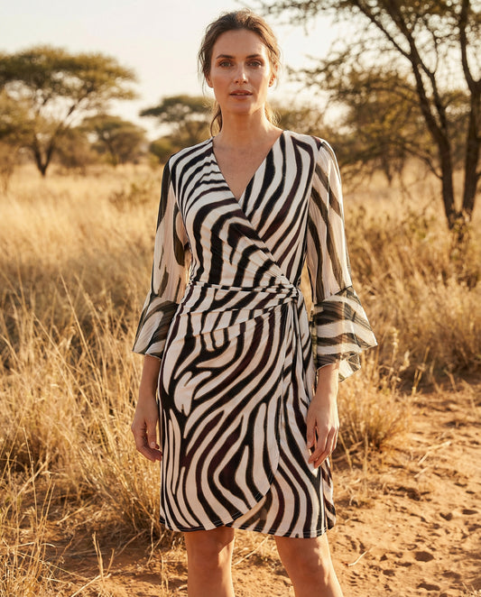 TroisKa Shavanna Stripes Wrap Dress