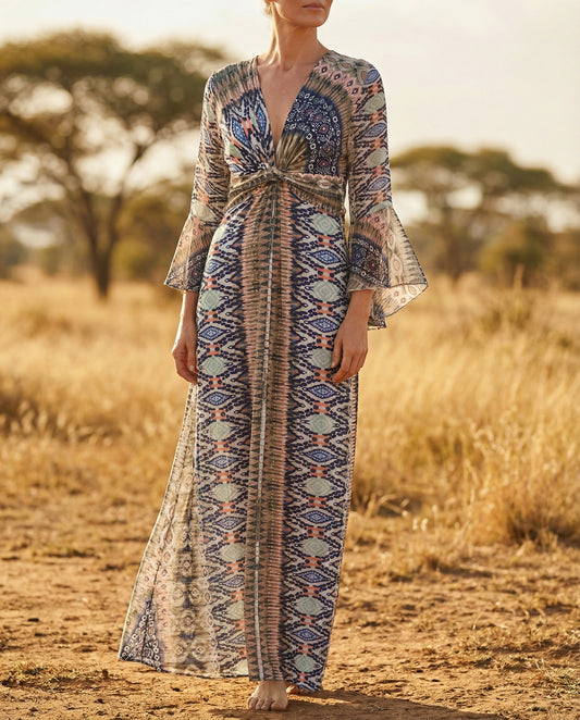 TroisKa Desert Snake Maxi Twist Dress