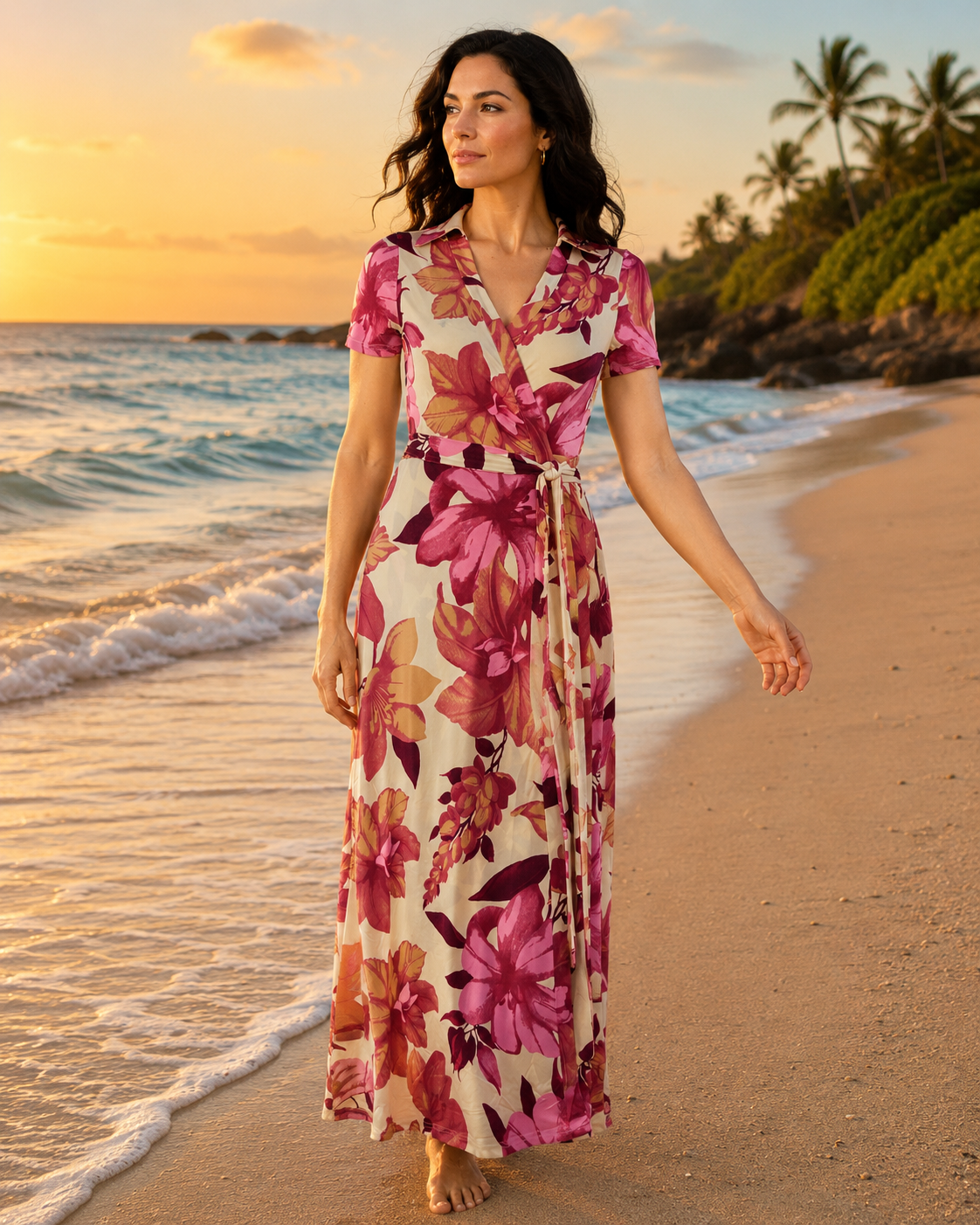 By Swan Sunset Rosa Maxi Wrap Dress