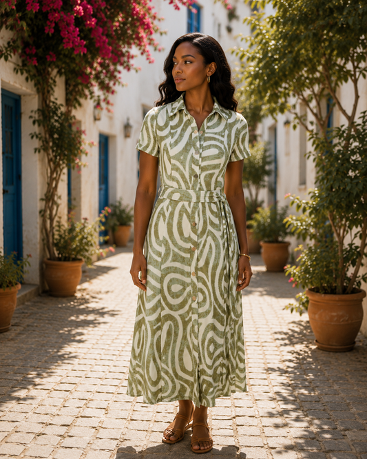 By Swan Sienna Olive Botton Dress