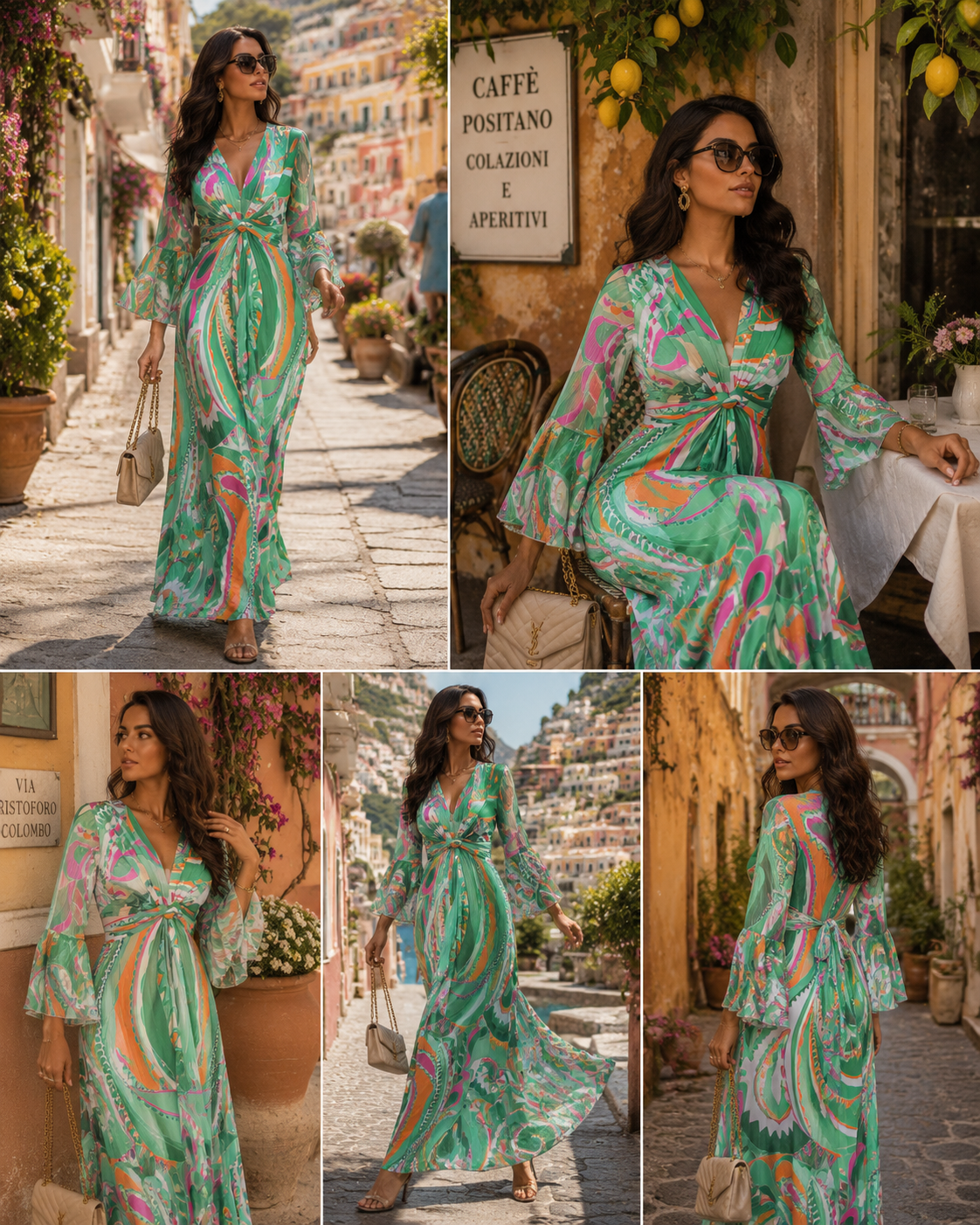 TroisKa Portofino Bloom Maxi Twist Dress