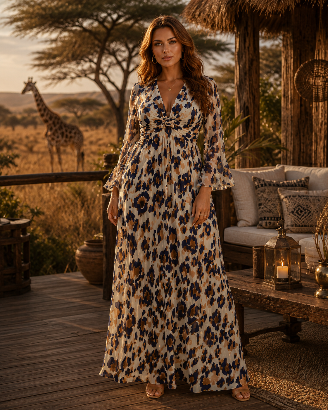TroisKa Safari Elise Maxi Twist Dress