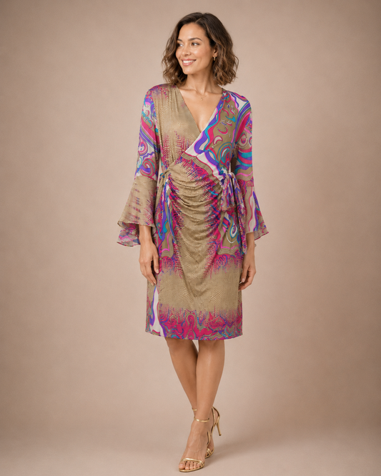 TroisKa Desert Bloom Wrap Dress