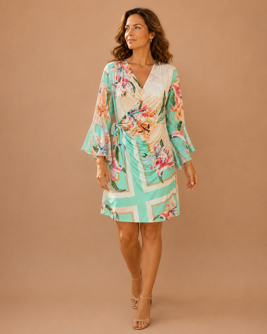 TroisKa Flora Green Wrap Dress