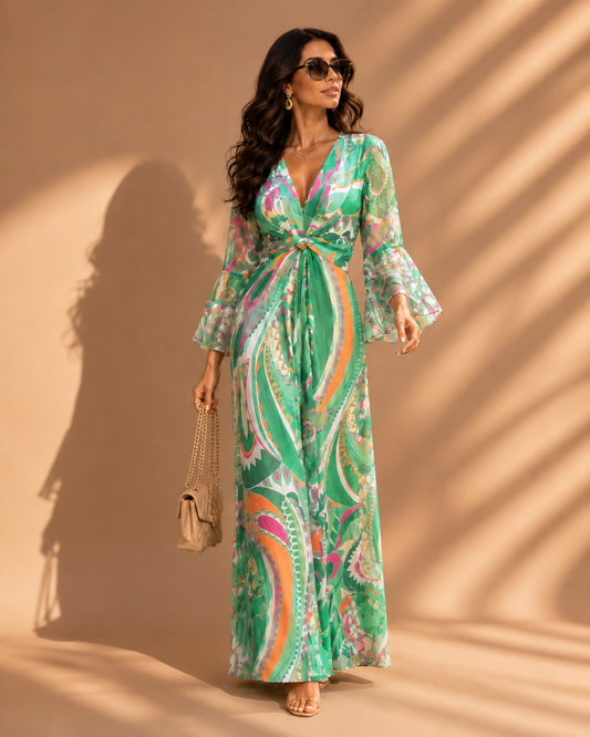 TroisKa Portofino Bloom Maxi Twist Dress