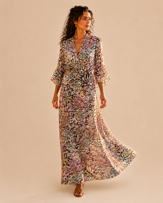 TroisKa Isla Flamingo Waist Bow Dress