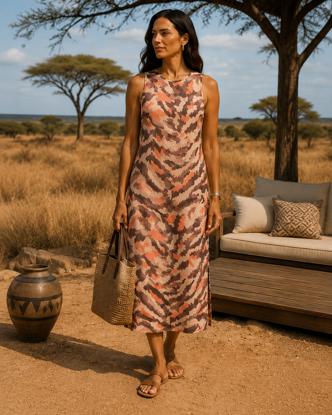 Angelle Terra Zebra Flow&Go Long Dress