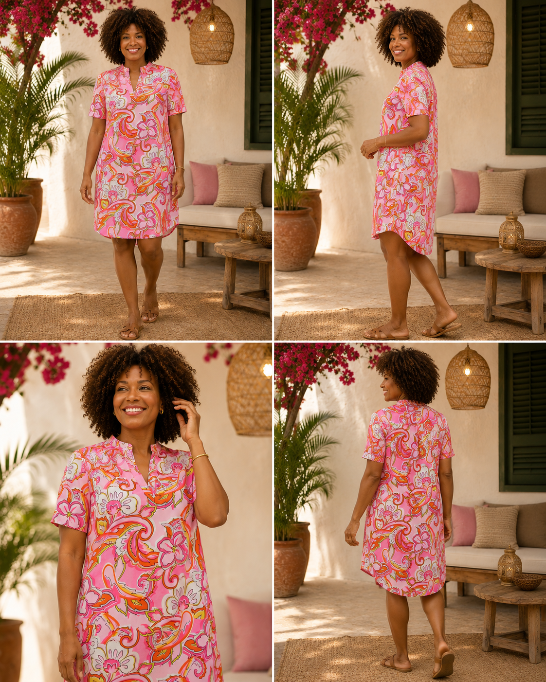 De Angelle Milan Pink Bloom Go&Flow Midi Dress