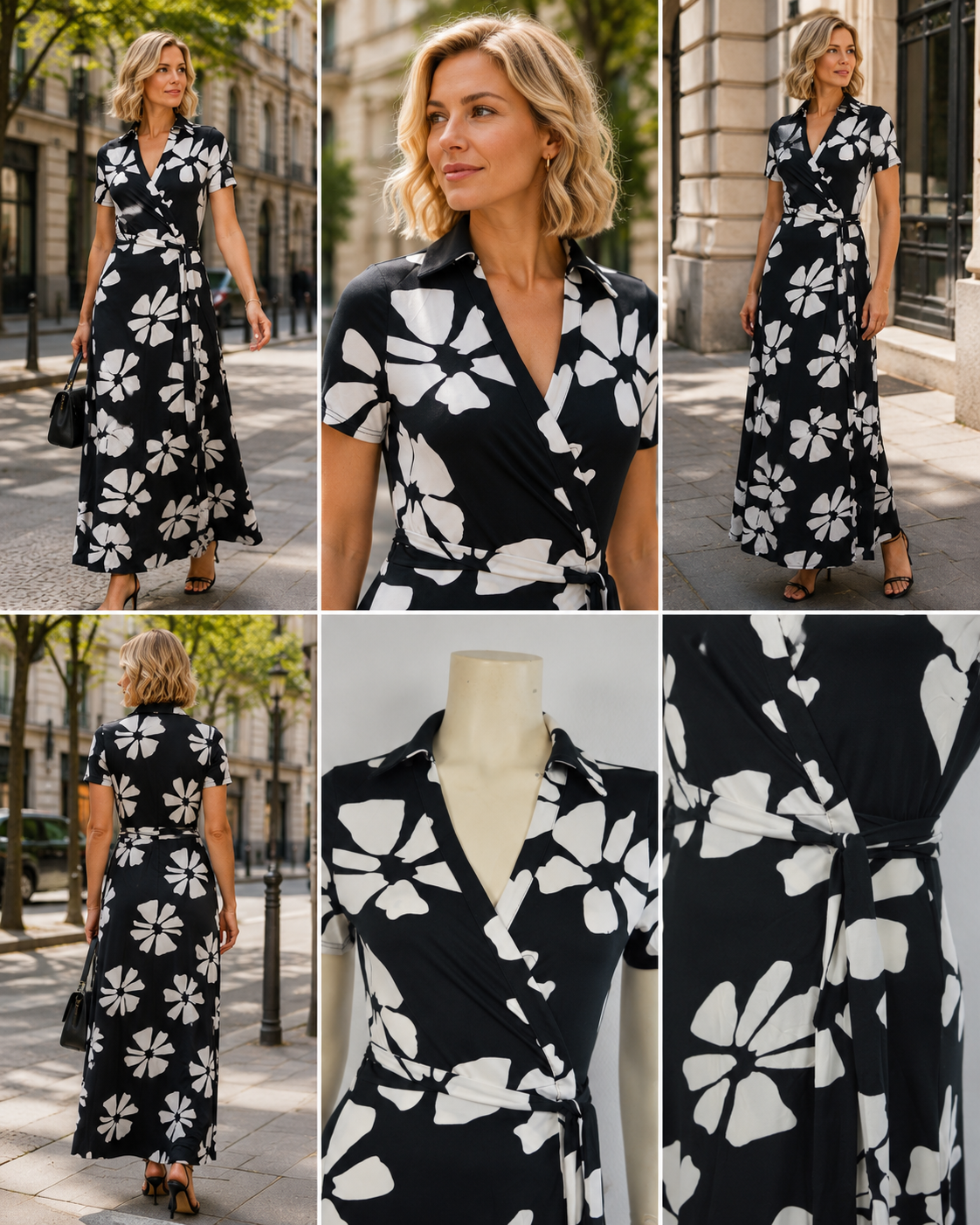 By Swan Monaco Noir Maxi Wrap Dress