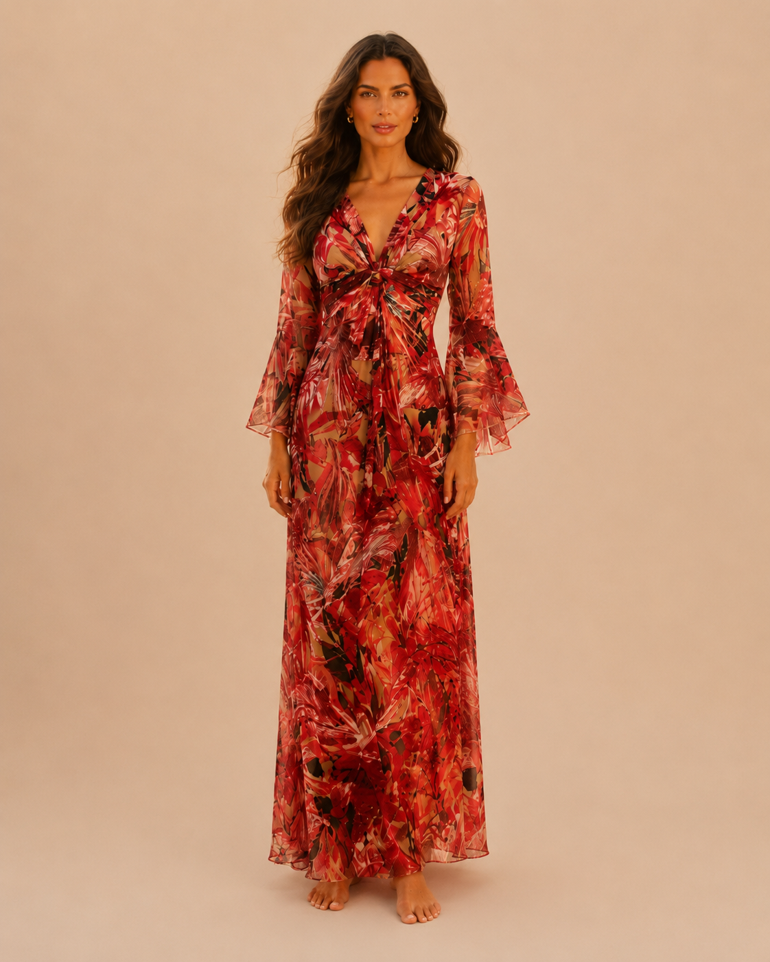 TroisKa Coral Muse Maxi Twist Dress
