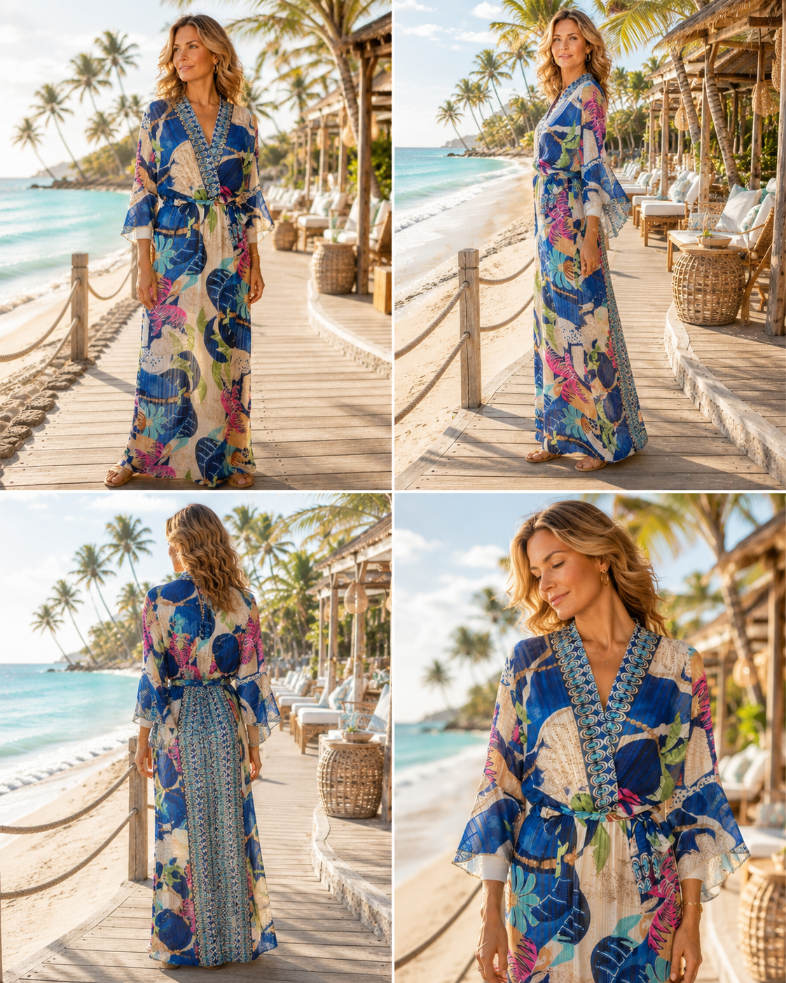 TroisKa Blue Bahia Waist Bow Dress