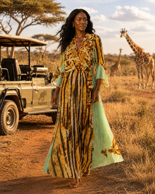 TroisKa Safari Soleil Waist Bow Dress