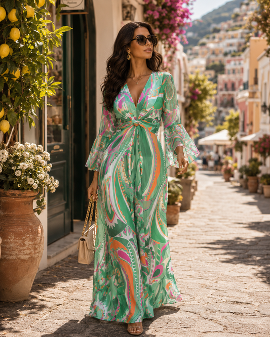 TroisKa Portofino Bloom Maxi Twist Dress