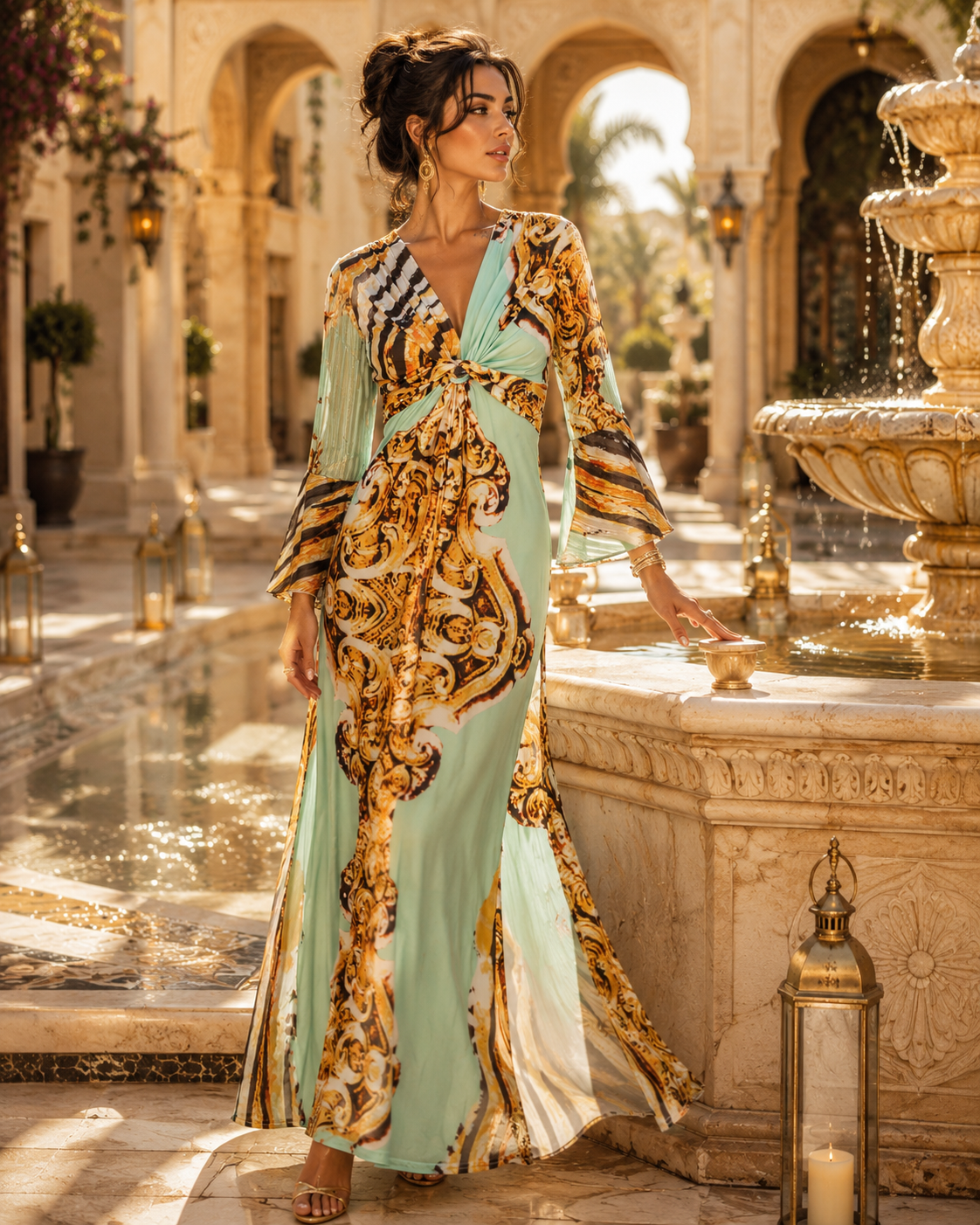 TroisKa Mint Sultan Maxi Twist Dress