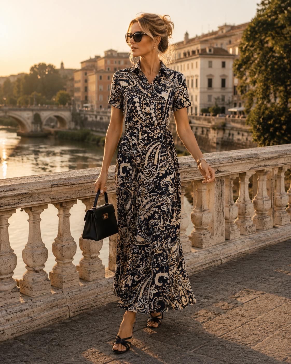 By Swan Rivera Paisley Botton Dress