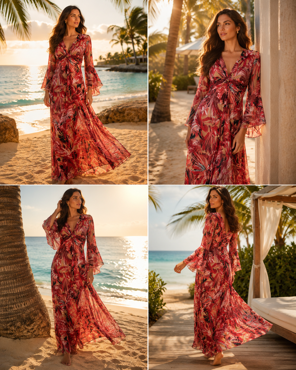 TroisKa Coral Muse Maxi Twist Dress