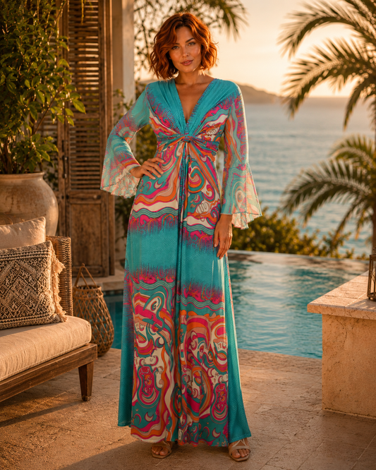 TroisKa Laguna Rosa Maxi Twist Dress