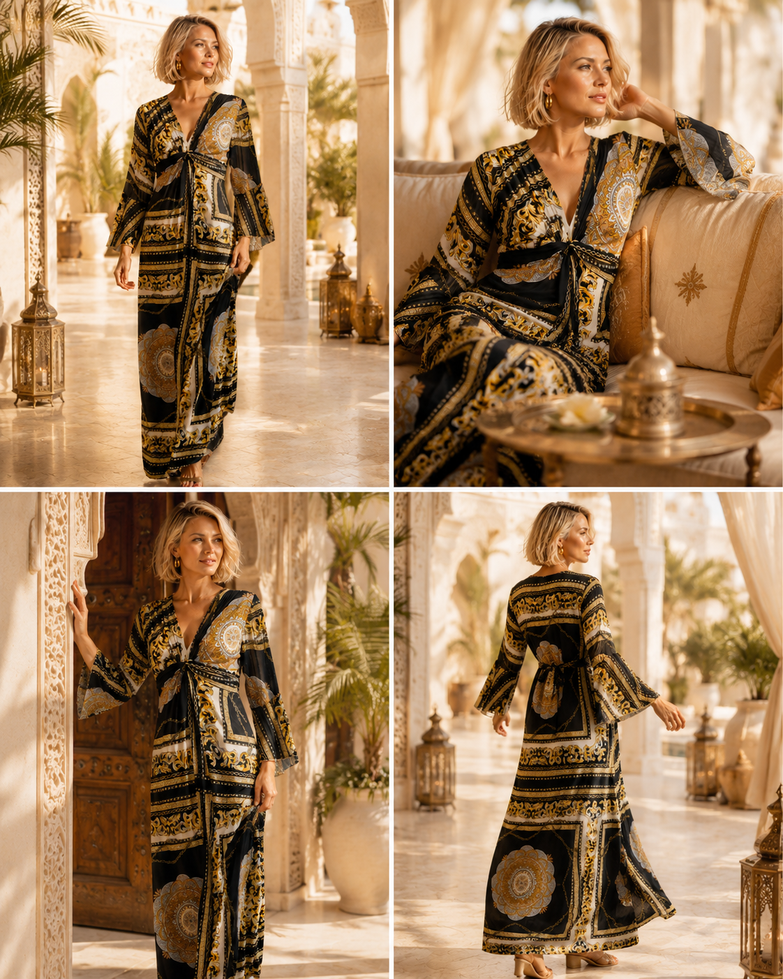 TroisKa Golden Mirage Maxi Twist Dress
