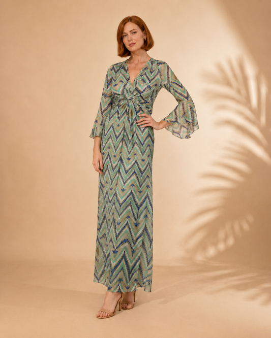 Troiska Wave Mosaic Twist Maxi Dress