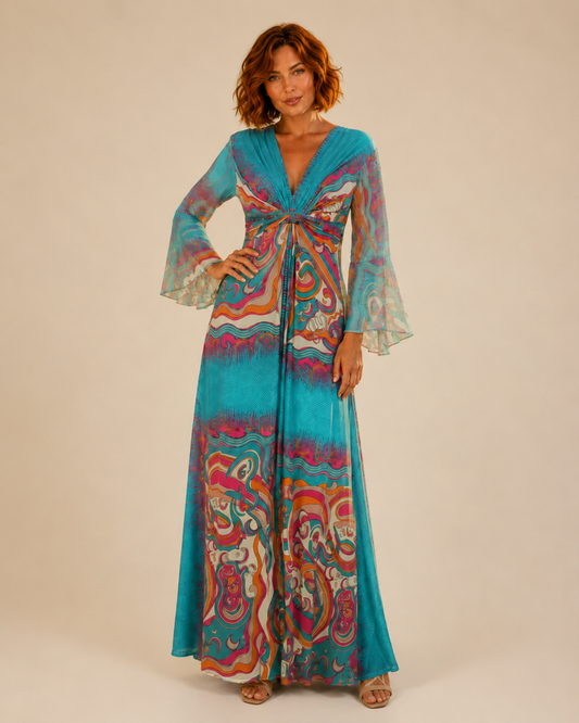 TroisKa Laguna Rosa Maxi Twist Dress