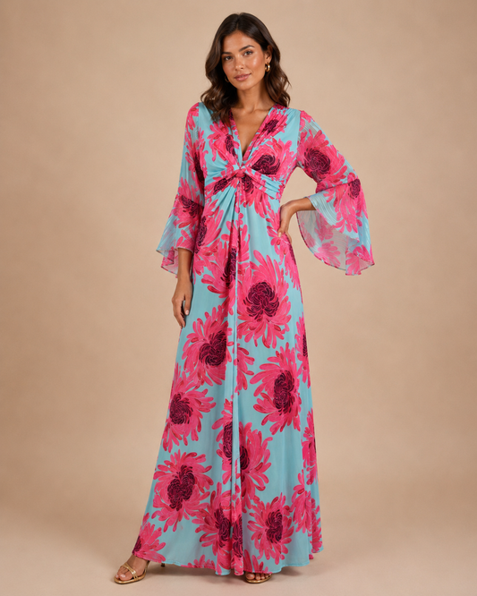 TroisKa Pink Oasis Maxi Twist Dress