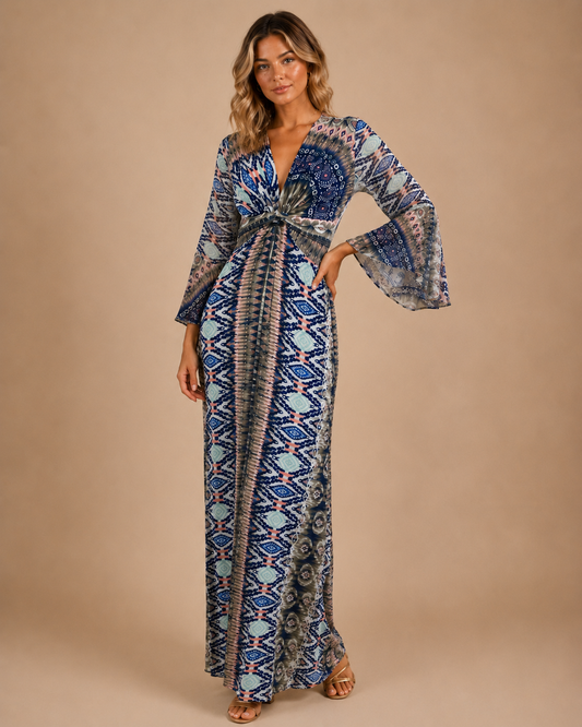 TroisKa Desert Snake Maxi Twist Dress