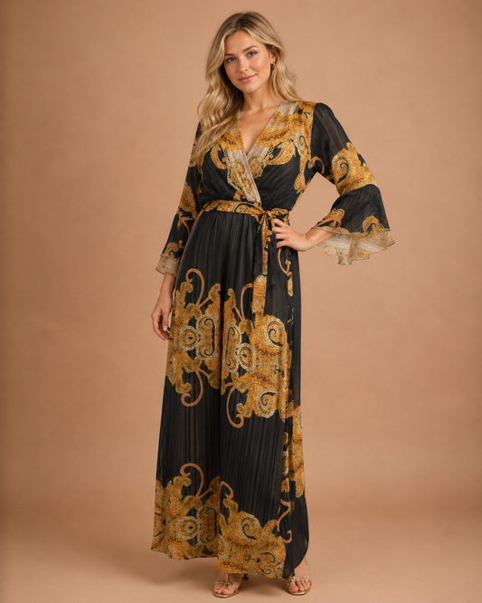 TroisKa Marakesh Noir Waist Bow Dress