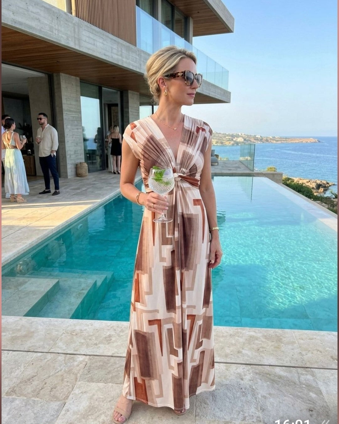 TroisKa Capri Sand Maxi Twist Dress