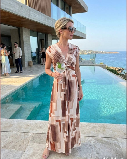 TroisKa Capri Sand Maxi Twist Dress